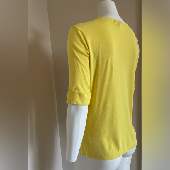 Lauren Ralph Lauren Bright yellow top with gold button detail Size Large - Picture 4 of 12